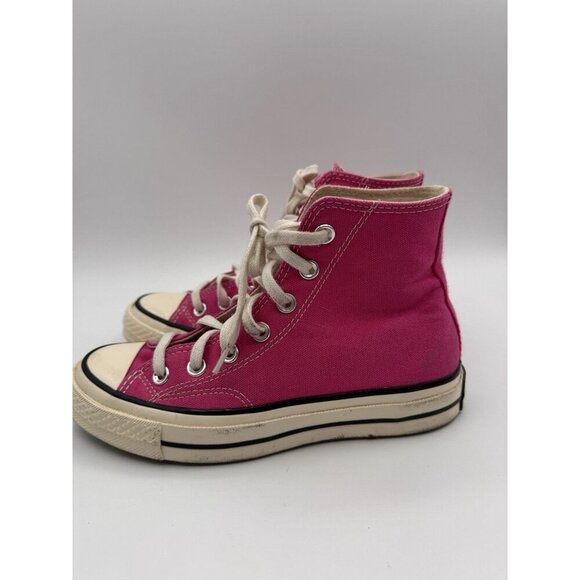 Converse High Tops Sneakers W5.5/ M3.5 Hot Pink Women's Unisex Retro Logo Fold - Picture 6 of 13